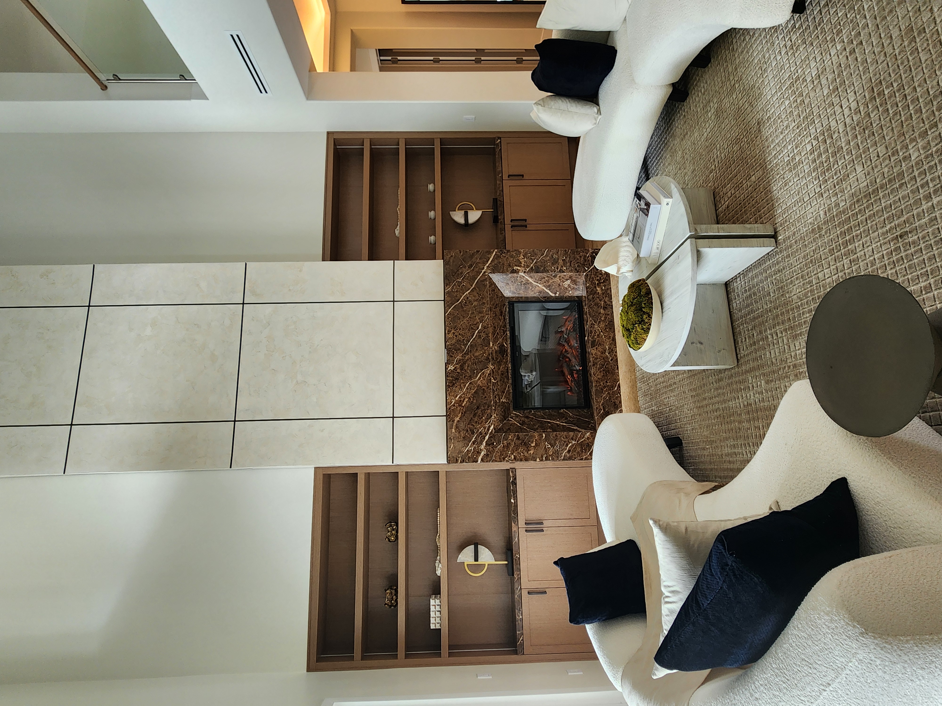 Custom fireplace wall with refined finishes