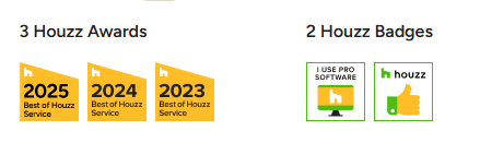 Houzz badges and reviews